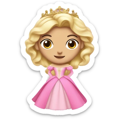 Princess Aurora with black hair with gold tiara pink dress   sticker