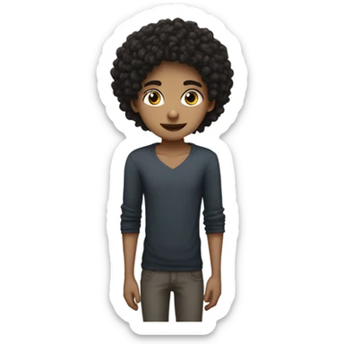 A fair-skinned girl with light hair kissing a tall guy with black curly hair (both of them have white skin). sticker