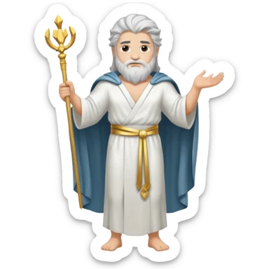 fullbody silverhair god ZEUS, white robe over shoulder sticker