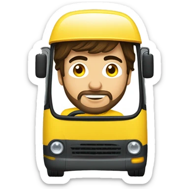 Fernando Alonso driving a yellow bus sticker
