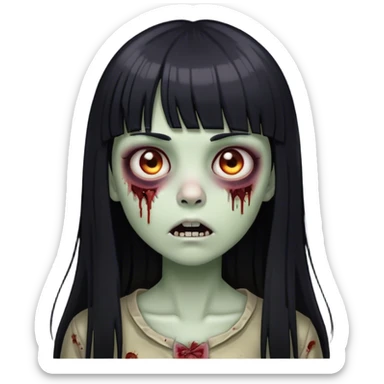 zombie girl with black long straight hair and bangs 🧟‍♀️ sticker