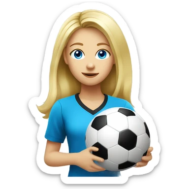 blonde girl blue eyes playing soccer full body sticker