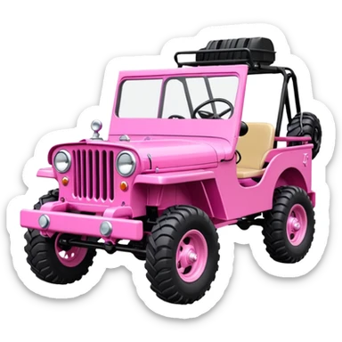 The Jetson’s Barbie Full size jungle tour 1942 Willy’s pink jeep crawler with installed winch on bumper  sticker