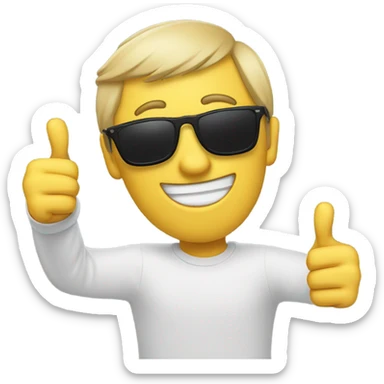 Happy person doing double thumbs up wearing sunglasses  sticker