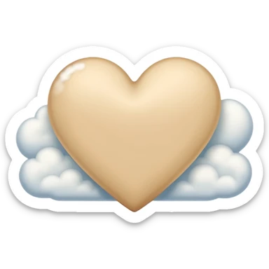 beige heart + cloud sticker