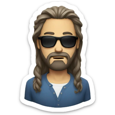 A man with long hair and Beard with sunglass angry sticker