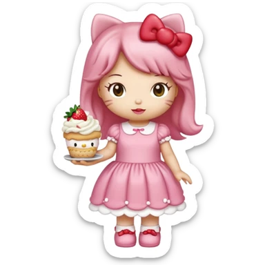 hello kitty strawberry shortcake pink sticker