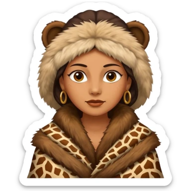 ancient woman wearing animal skin cloth sticker