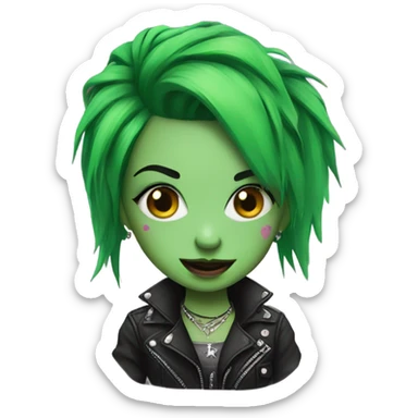 punk girl with piercings and green hair sticker