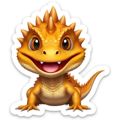 Cinematic Comical Bearded Dragon Portrait Emoji, Head tilted dramatically with an exaggeratedly amused expression, featuring a striking, glossy scaled hide with a quirky, spiky beard and wide, expressive eyes full of playful disbelief, Simplified yet hilariously expressive features, highly detailed, glowing with a slightly sassy glow, high shine, dramatic yet playful, stylized with an air of cheeky mischief, bright and endearing, soft glowing outline, capturing the essence of a spirited and over‐the‐top dragon, so meme‐worthy it feels like it could snap its jaws into internet fame instantly! sticker