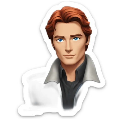 Alain Delon young superhero blue eyes short red hair sticker