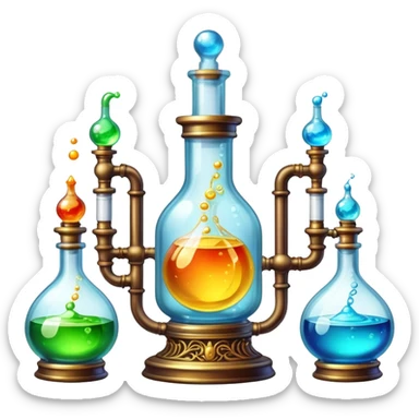 elaborate and colorful alchemy setup sticker
