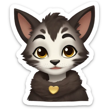 Anthro Shy Cute Cool Edgy Pretty Dark Brown Furry Feline Animal Anthro Sona sticker
