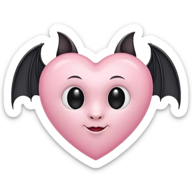 Light pink heart with a black bat on it sticker
