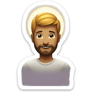 bearded boy on simple background with sun rays sticker