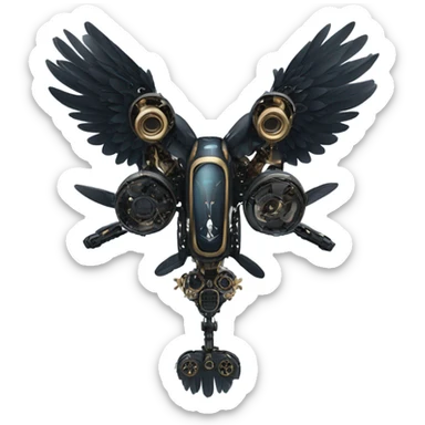 A dark furtive royal eagle as a high-tech flying drone machine sticker
