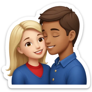 boy and girl french kissing sticker