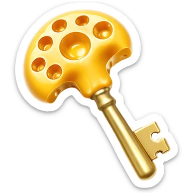 K2-rich foods (cheese, egg yolk, natto) transforming into golden keys that unlock bone structures, guiding glowing calcium particles to strengthen the skeleton. The keys simultaneously block calcium from entering arteries, showing how vitamin K2 acts as a wise guardian of calcium distribution. sticker