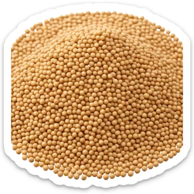 uncooked quinoa grains, small pile or scatter, beige to light golden, round bead-like, slightly matte, smooth, even size, subtle variation, no bowl, spoon, or garnish, soft lighting, emoji scale sticker