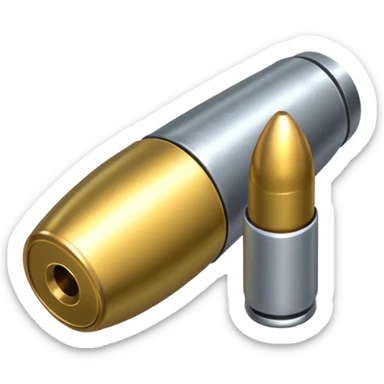 a single gun bullet sligly ratated to the right side sticker