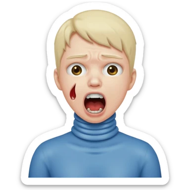 A person choking themselves on the neck and screaming  sticker