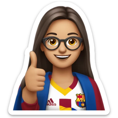 FCB supporter thumbs up Venezuela girl with glasses sticker