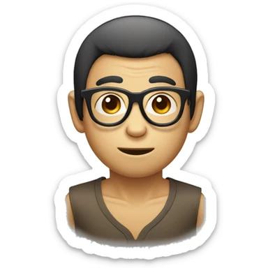 monkey face with asian haircut and glasses sticker