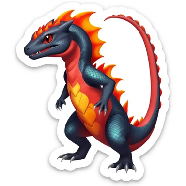 Colorful Dark Shiny Exotic Salandit-Charmeleon-Quilava-Fakémon-hybrid-creature (full body)  sticker