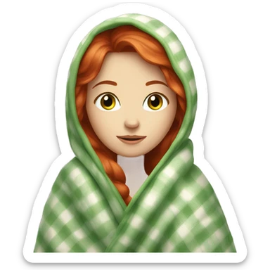 Fair skin red head girl in blanket green eyes sticker