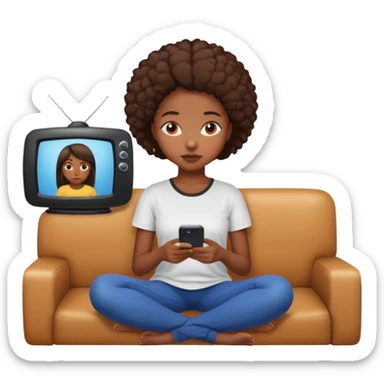 black girl watching tv  sticker
