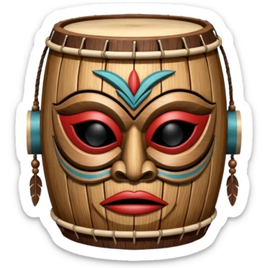 Drum Mask – Mask shaped with drum top, tribal style. sticker