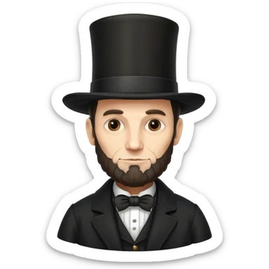 Illustrate Abraham Lincoln with tall hat, beard & classic black coat sticker