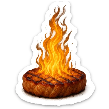 fiamma su cibo, metabolismo iperrealistico sticker