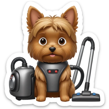 Yorkie with a vaccum sticker