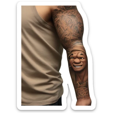 Flexing arm brown tattoo sleeve  sticker