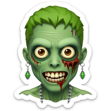 Create a zombie emoji with grillz and earring sticker