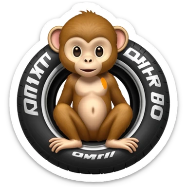 a monkey in a tire sticker
