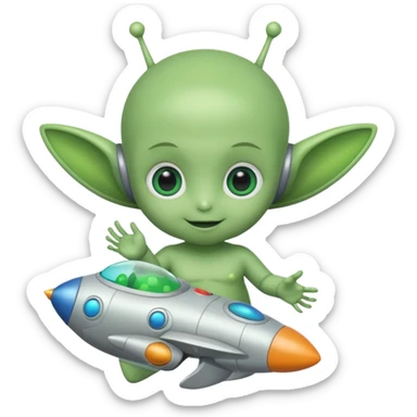 Alien baby with toy sticker