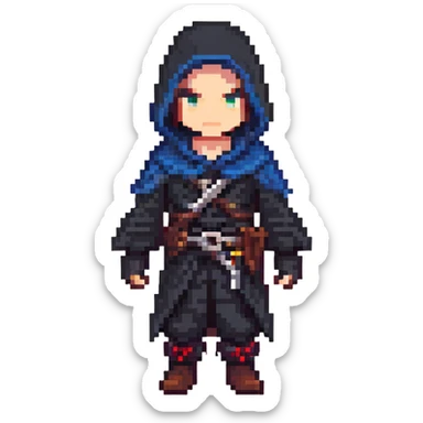 mysterious assassin character with dark clothing sticker