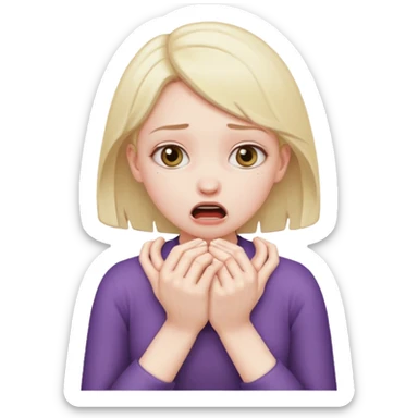 Girl choking herself with her hands sticker