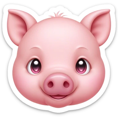Cinematic Cute Piglet Portrait Emoji, Head tilted playfully and inquisitively, featuring a delicate rosy-pink hide with an adorably tiny snout and subtle sheen, round, sparkling beady eyes filled with boundless curiosity, Simplified yet irresistibly adorable features, highly detailed, glowing with a warm, friendly glow, high shine, affectionate and spirited, stylized with a touch of whimsical charm, bright and endearing, soft glowing outline, capturing the essence of a mischievous yet loving piglet, so playful it feels like it could nibble out of the screen and into your arms! sticker