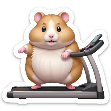fat hamster big belly trying to run on treadmill  sticker