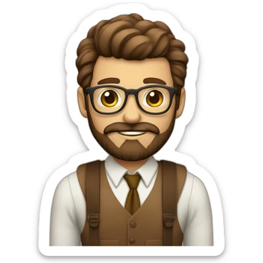 hombre con barba hipster y pelo castaño sticker