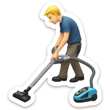 Man vacuuming sticker