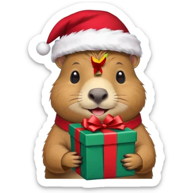 Capybara con gorrito de navidad con un montón de poses para paquete de sticker de WhatsApp que tengan un dialogo sticker