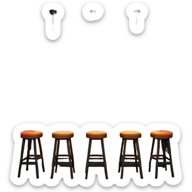 A 3D cartoon bar interior with a counter, glowing shelves of colorful bottles, tall stools, and hanging lights, warm ambient lighting, realistic reflections, Memoji-style. Photo Frame. sticker
