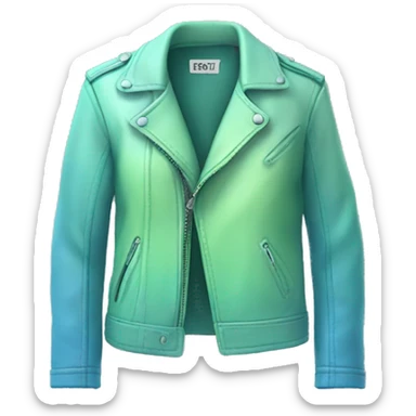 Realistic isolated open pastel green to pastel blue ombre leather jacket. sticker