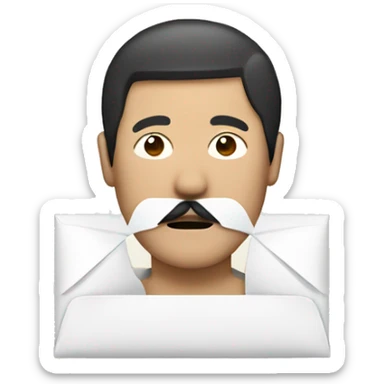 moustache asian man with  bandage envelope face sticker