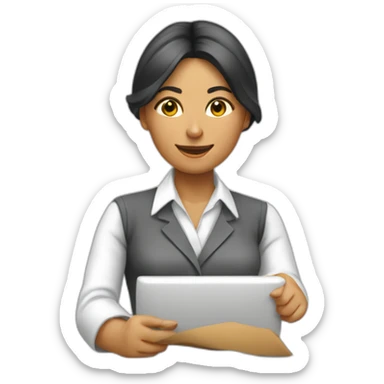 Mujer trabajando en una oficina bancaria sticker