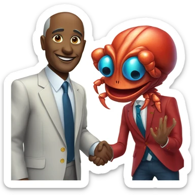 indipendence day alien red human man crab president sticker